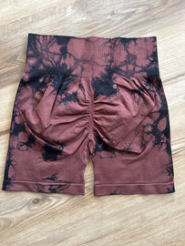 BROWN TYE DYE BIKER SHORTS