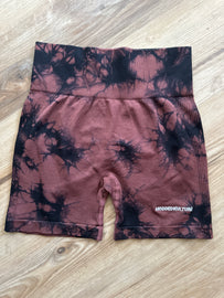 BROWN TYE DYE BIKER SHORTS
